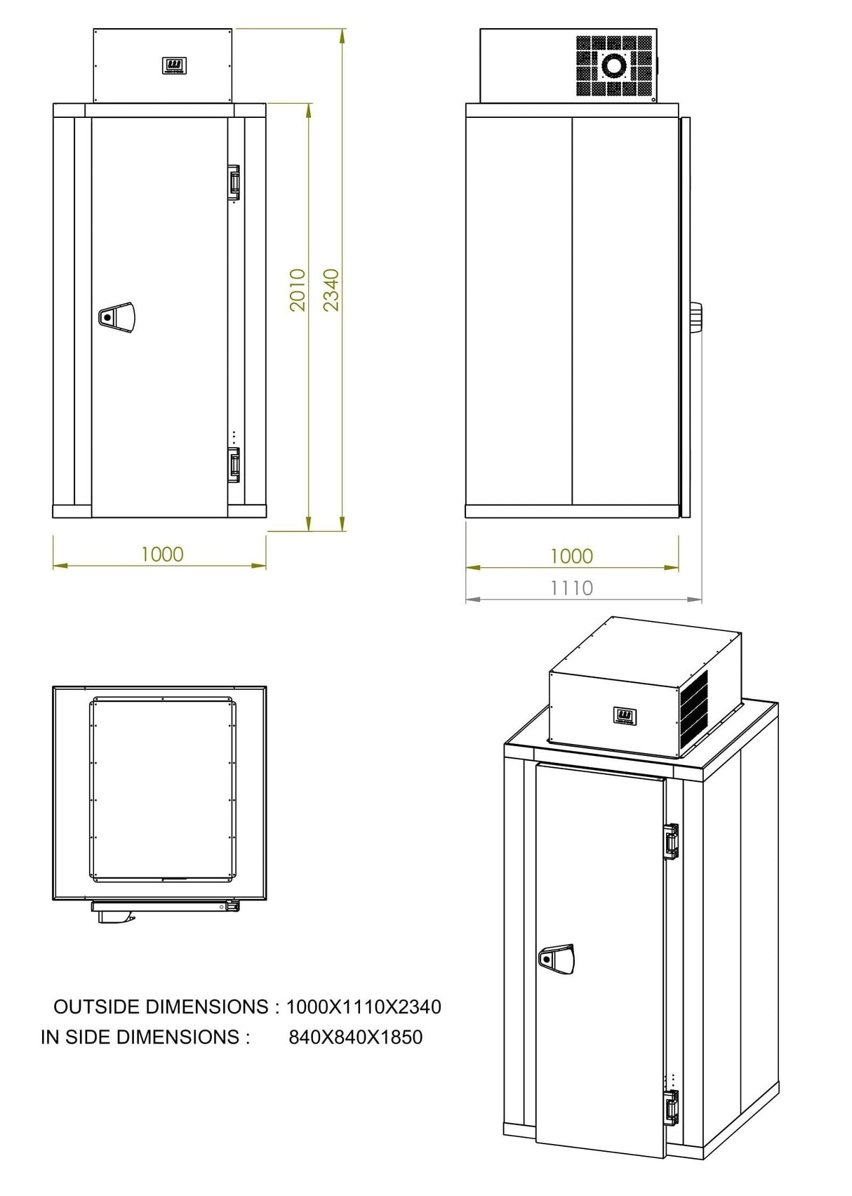 Compact Combisteel Mini Cold Room with Energy-Efficient Positive Unit - Model 7489.0300