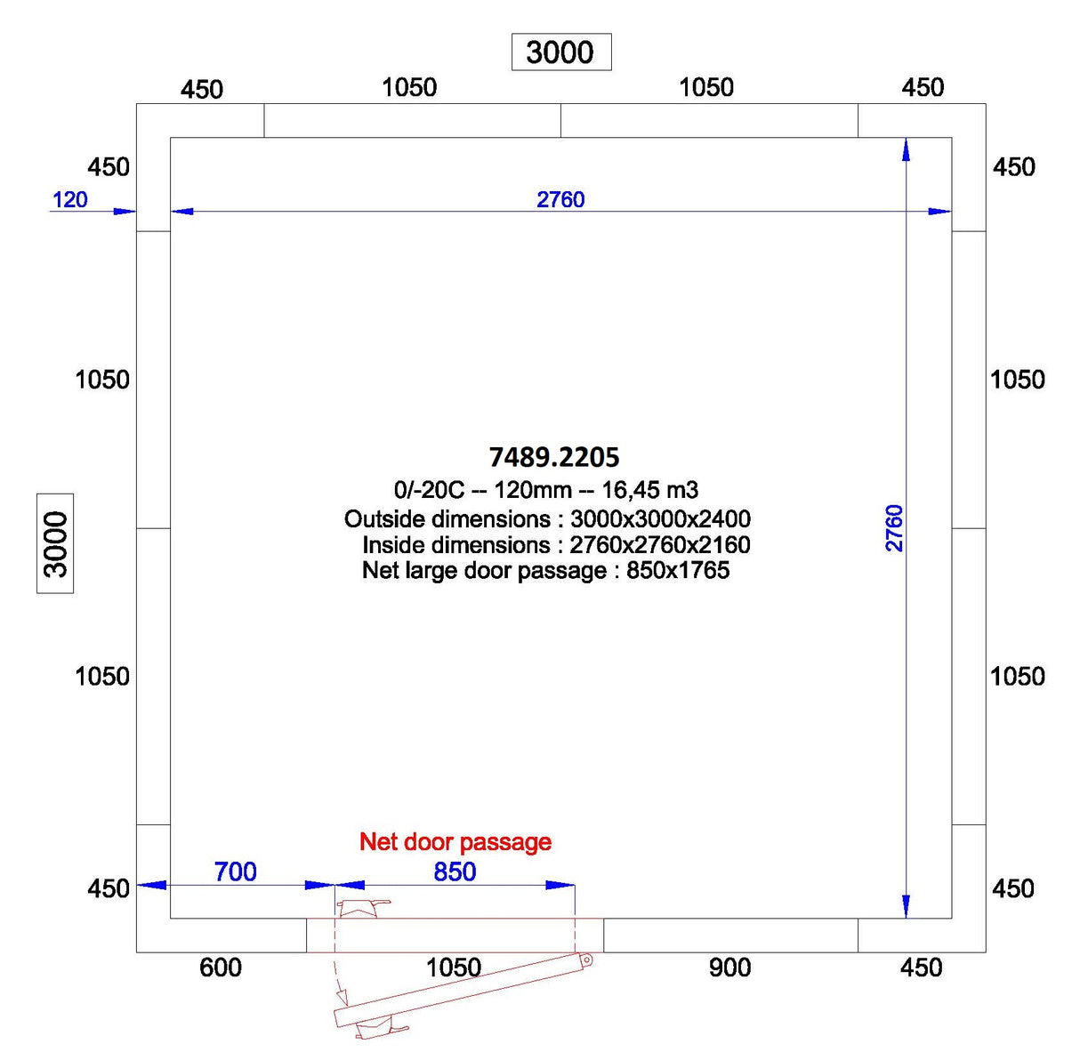 Combisteel Cold And Freezer Room 3000x3000x2400 120 Mm *Transport On Request*