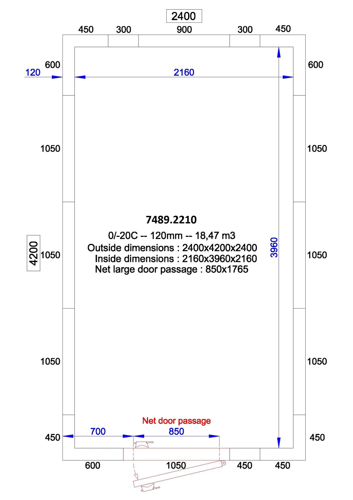 Combisteel Cold And Freezer Room 2400x4200x2400 120 Mm *Transport On Request*