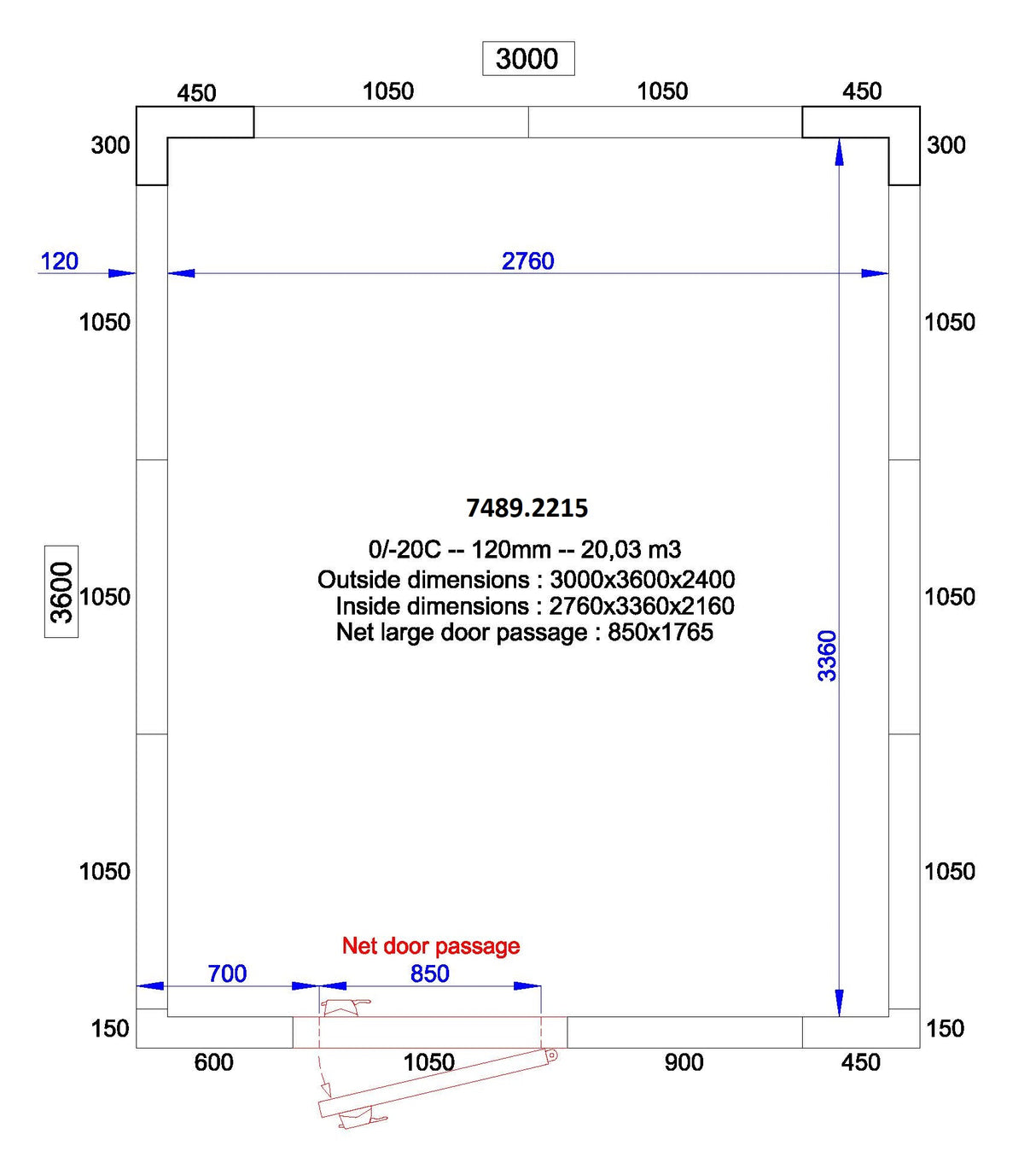 Combisteel Cold And Freezer Room 3000x3600x2400 120 Mm *Transport On Request*