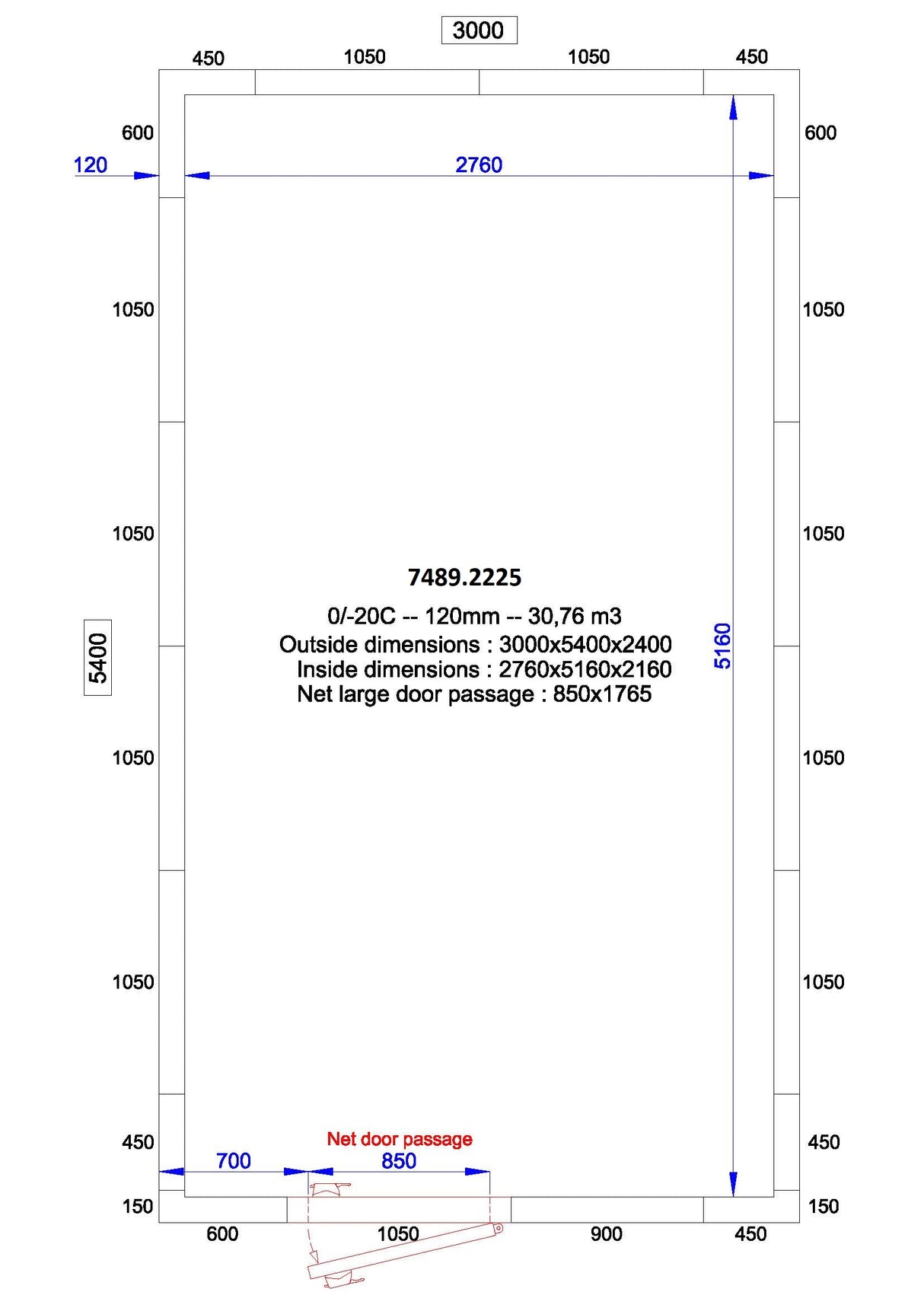 Combisteel Cold And Freezer Room 3000x5400x2400 120 Mm *Transport On Request*