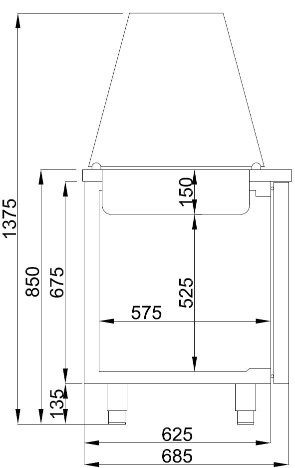 Stylish Combisteel Saladette with 2 Doors and 3 x 1/1 GN Containers - Model 7489.5150