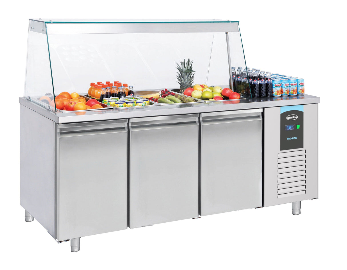 Elevate Your Culinary Experience with the Combisteel 3-Door Saladette Featuring 4X 1/1GN Containers - Model 7489.5155