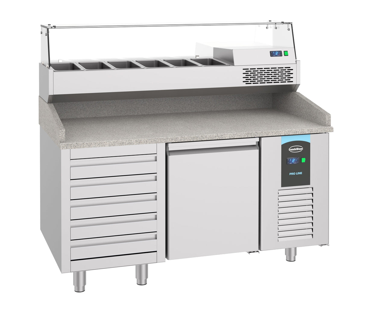 Stylish Combisteel Pizza Counter with 1 Door and 5 Convenient Drawers - Model 7489.5230