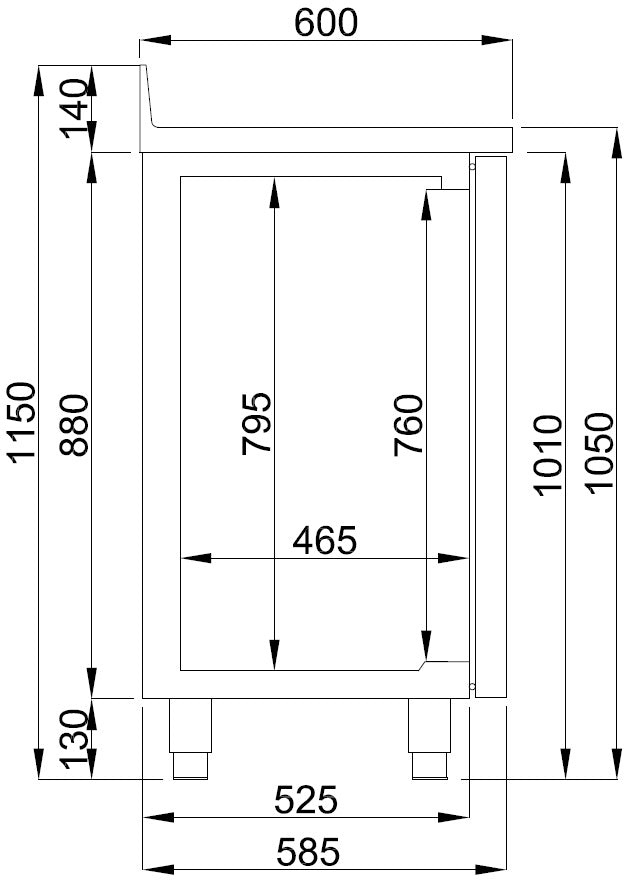 Premium 600L Refrigerated Counter with 2 Doors and Convenient Disposal Drawer for Coffee – Model 7489.5260