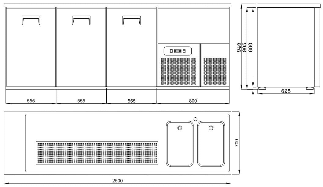 Premium 3-Door Combisteel Beer Cooler - Model 7489.5340