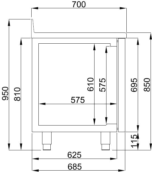 Sleek Combisteel 700 Refrigerated Counter with Upstand and Dual Doors - Efficient Mono Block Design 7489.5400