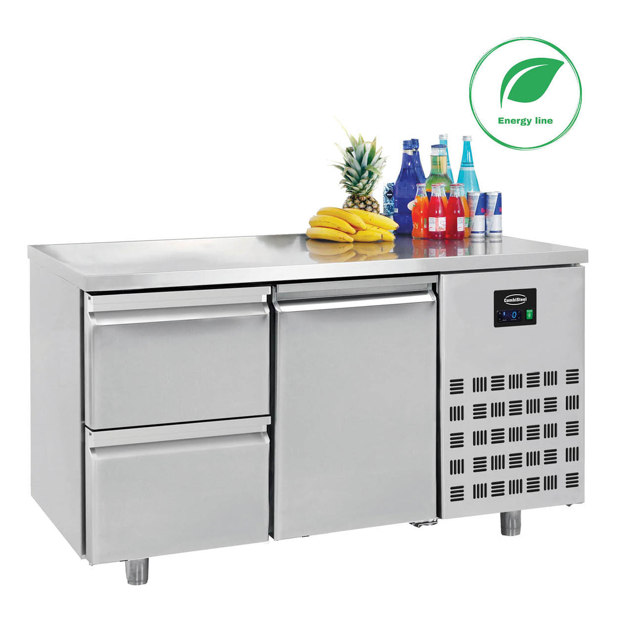 Upgrade Your Kitchen with the Combisteel 700 Refrigerated Counter: 1 Door & 2 Convenient Drawers!