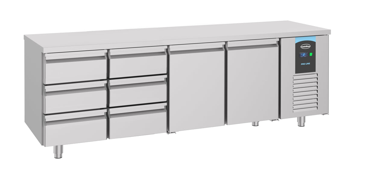 Elevate Your Kitchen with the Combisteel 700 Dual-Door Refrigerated Counter Featuring 6 Spacious Drawers - Model 7489.5570