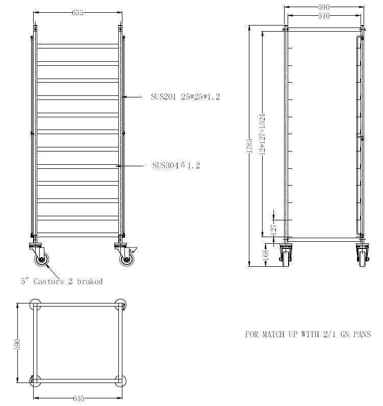 Versatile Flat-Packed Combisteel Clearing Trolley - Ideal for 2/1GN Containers - Model 7490.0265