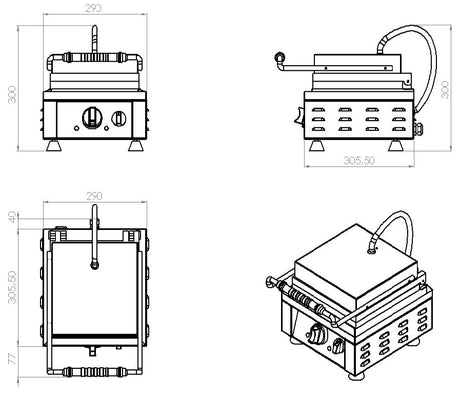 Commercial Catering Equipment - Heavy-Duty Waffle Iron Maker by - Model 7491.0050