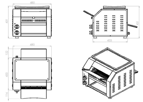 Commercial Catering Equipment - High-Capacity Conveyor Toaster - 400 Slices Per Hour Efficiency! Model 7491.0035