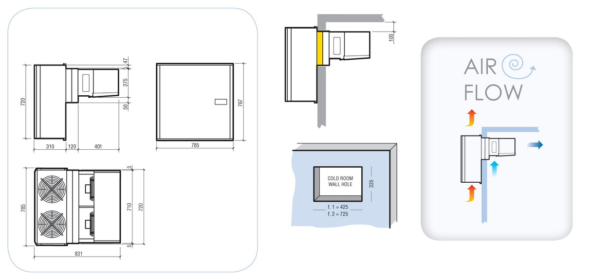 Combisteel Wall-Mounted Positive Cooling Unit - Efficient 14.5 to 22.5 m³ Capacity 7492.0090