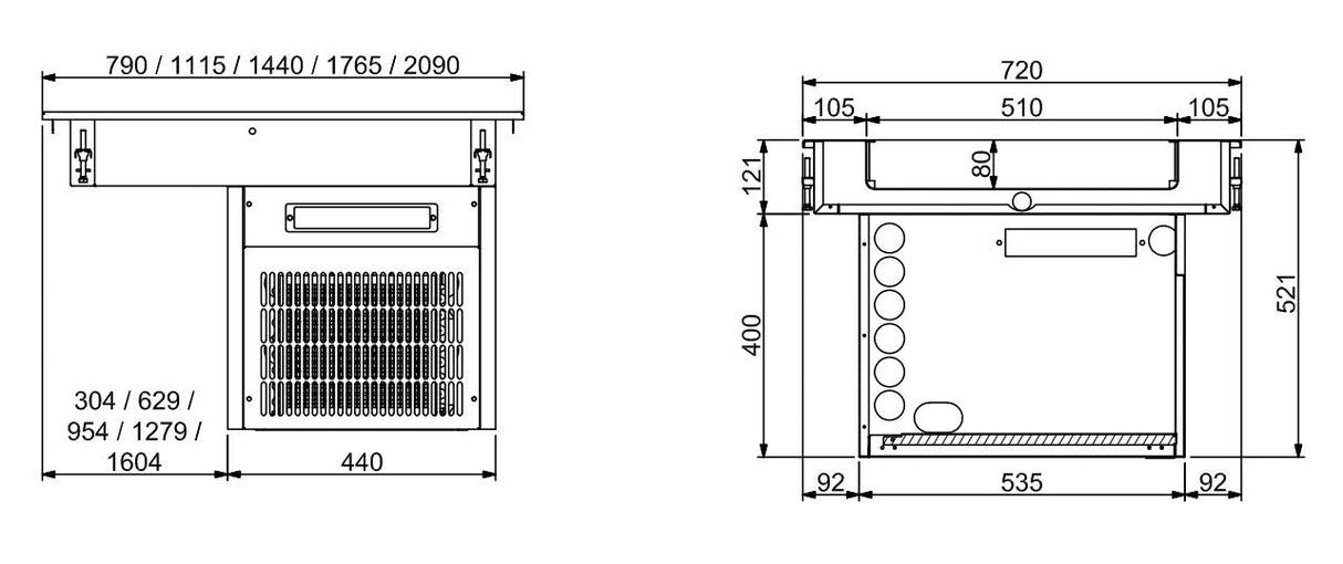 Premium Combisteel 5/1 Drop-In Refrigerated Unit - Sleek 80mm Design - Model 7495.0045