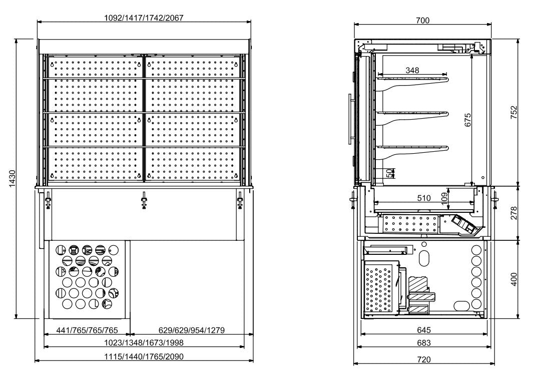 Combisteel Sleek Drop-In Cubic Refrigerated Display Case - 4/1 Closed Design - Model 7495.0125