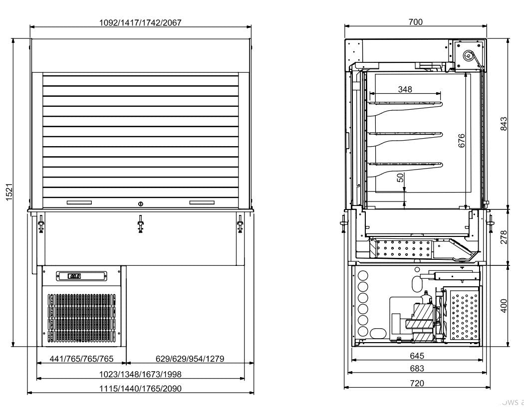 Elevate Your Merchandise with the Combisteel Cubic Refrigerated Display Wall - Model 3/1 with Blinds - Perfect for Showcasing Freshness!