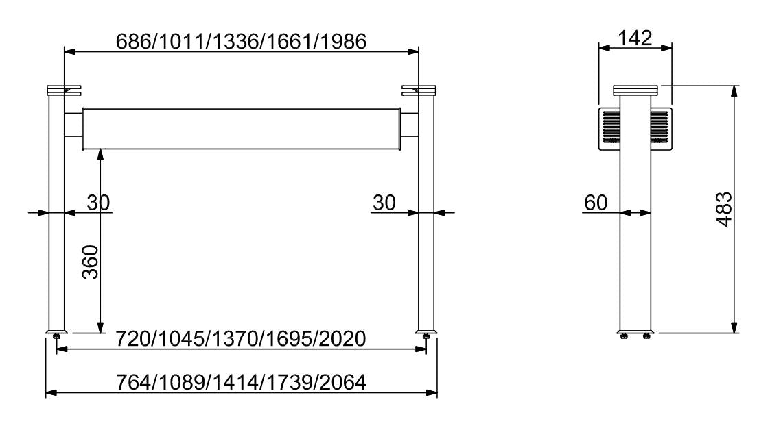 Combisteel 3-Section Illuminated Bar - Model 7495.0455