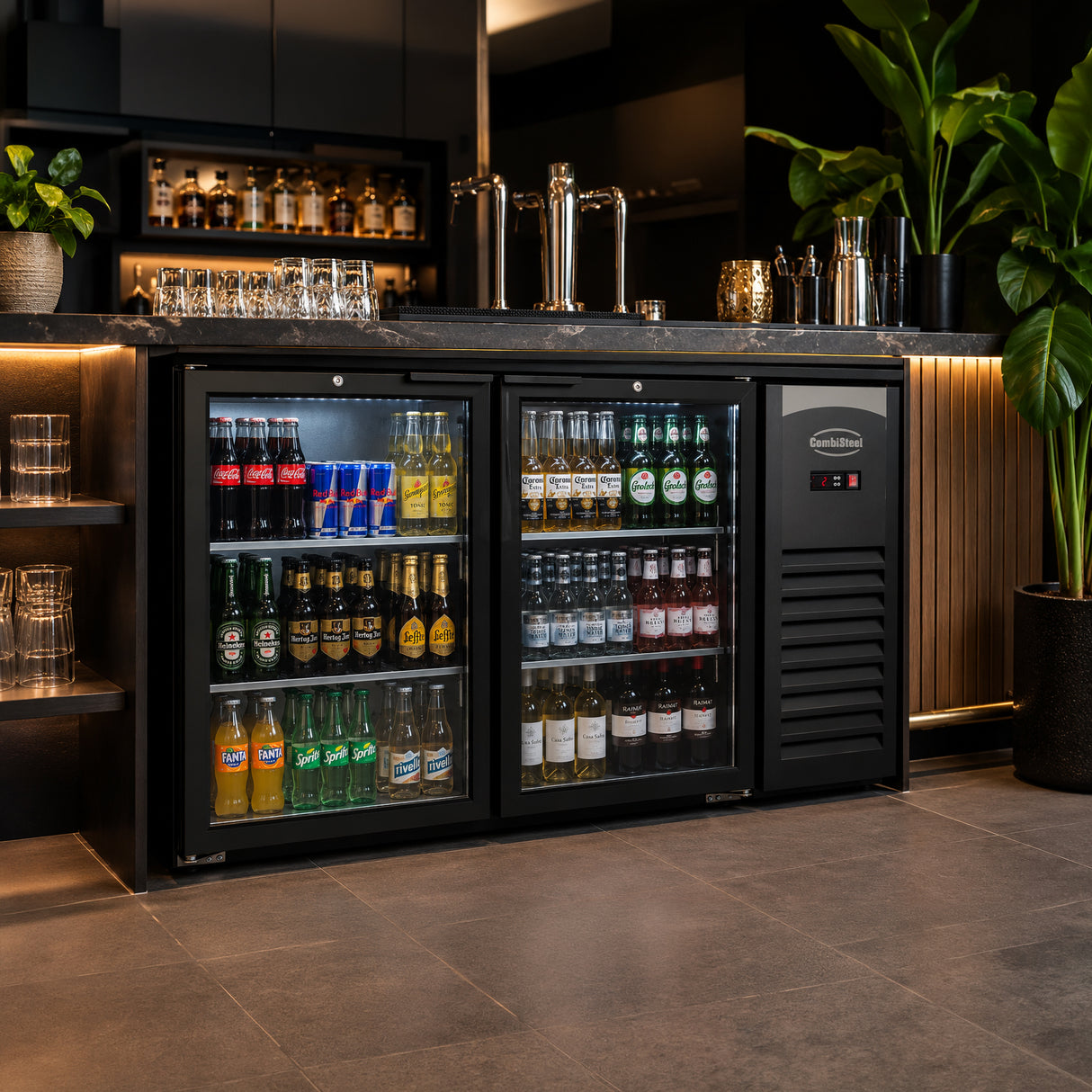 Combisteel Backbar Cooler 2 Glass Doors Black