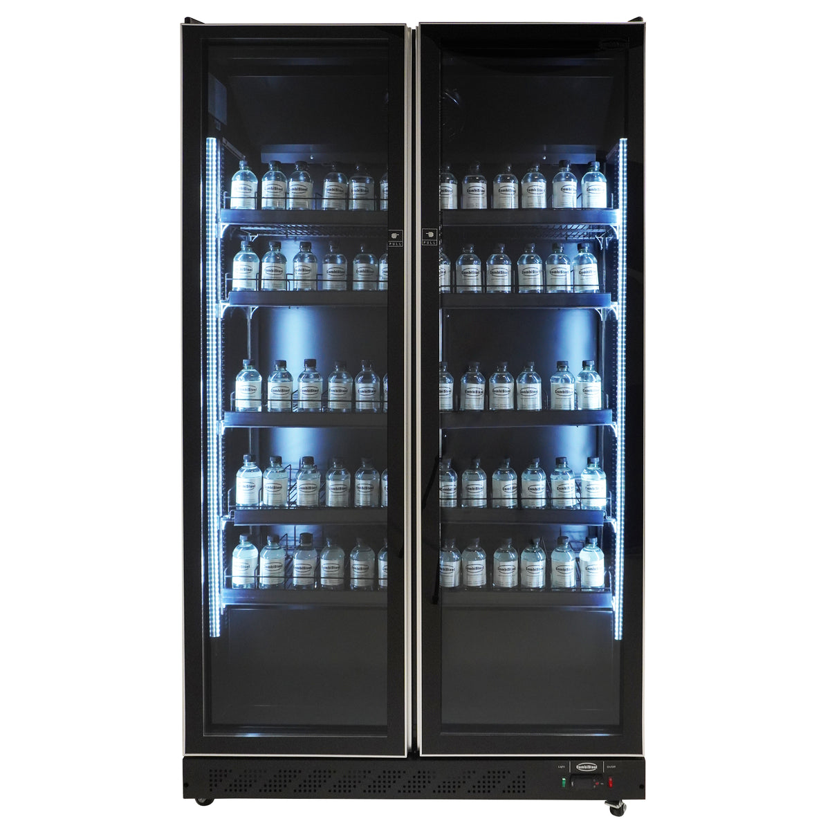 Commercial Refrigerator - Chic Black Double Hinged Glass Door Merchandiser Fridge – 758L Capacity – Model 7526.0010
