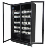 Commercial Refrigerator - Chic Black Double Hinged Glass Door Merchandiser Fridge – 758L Capacity – Model 7526.0010
