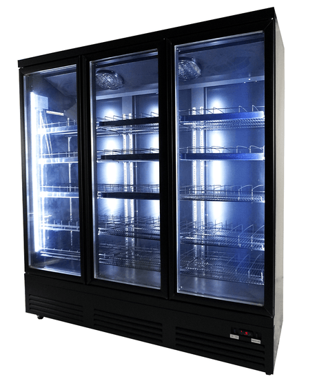 Commercial Catering Equipment - Refrigerator 3 Glass Doors Black Ceb 1600 R Bl