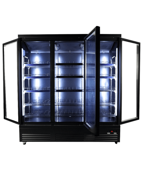 Commercial Catering Equipment - Refrigerator 3 Glass Doors Black Ceb 1600 R Bl