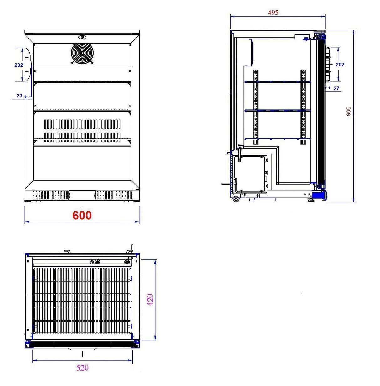 Sleek Black 1-Door Backbar Cooler by Combisteel - Model 7527.0005