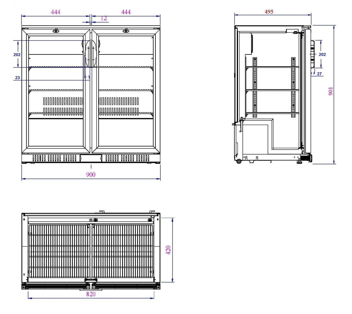 Sleek Black Backbar Cooler with Dual Doors by Combisteel - Model 7527.0010