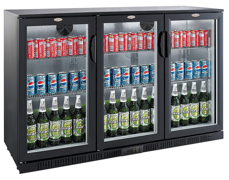 Sleek Black 3-Door Backbar Cooler by Combisteel - Model 7527.0015