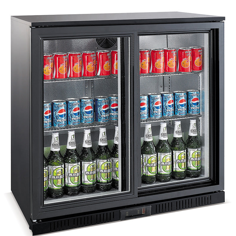 Sleek Black Combisteel Backbar Cooler with 2 Elegant Sliding Doors - Model 7527.0020