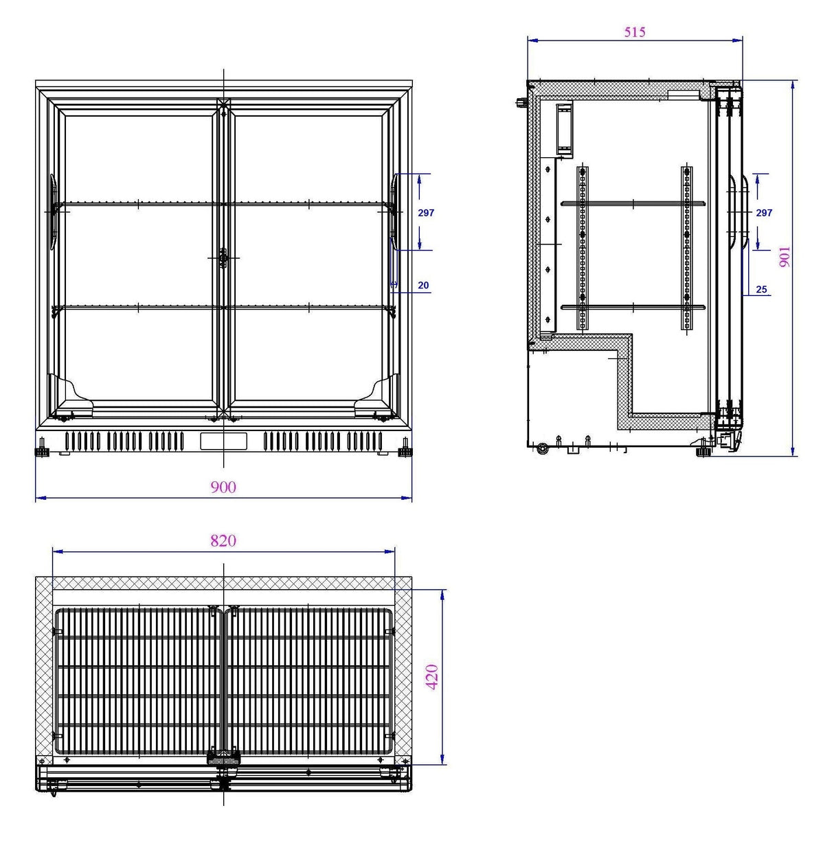 Sleek Black Combisteel Backbar Cooler with 2 Elegant Sliding Doors - Model 7527.0020