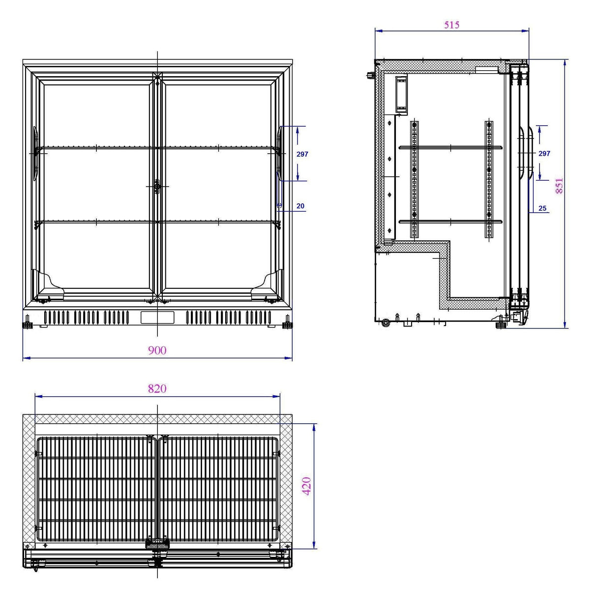 Sleek Black Backbar Cooler with Double Sliding Doors by Combisteel - Model 7527.0045