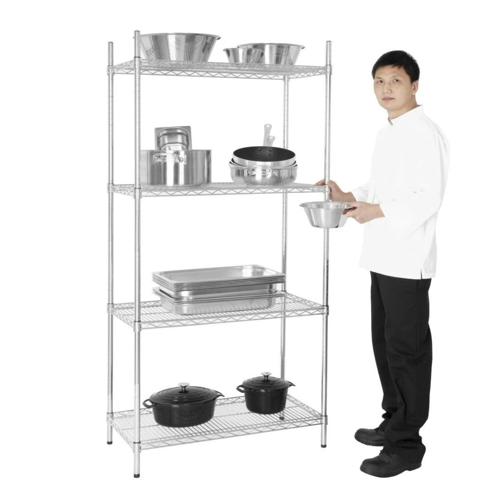 Versatile 4-Tier Chrome Wire Shelving Rack Kit - 900mm Wide by Combisteel