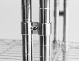 Commercial Shelving - Chrome Wire Shelving Rack Pole Jointing Clamps - 2 Pack for Enhanced Stability