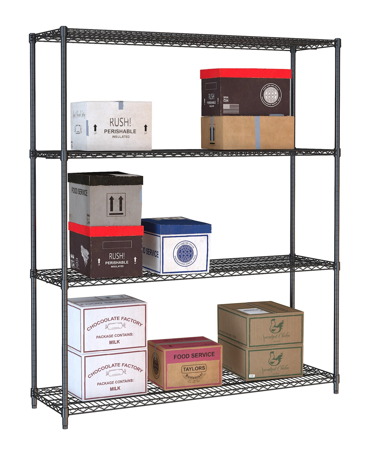 Stylish 4-Tier Black Combisteel Storage Shelf - Flat Packed for Easy Assembly - Model 7530.0035