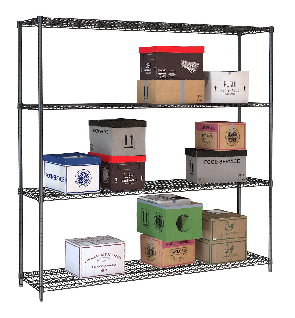 Stylish Black 4-Tier Combisteel Shelf Unit - 1800 Flat Packed for Easy Assembly - Model 7530.0040