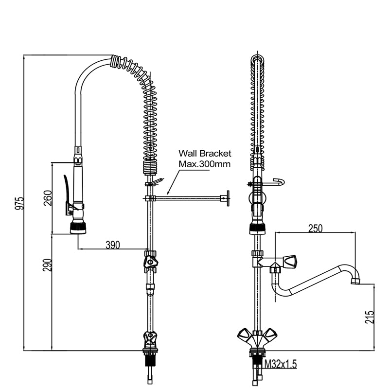 Combisteel Pre Rinse Unit With 1 Hole