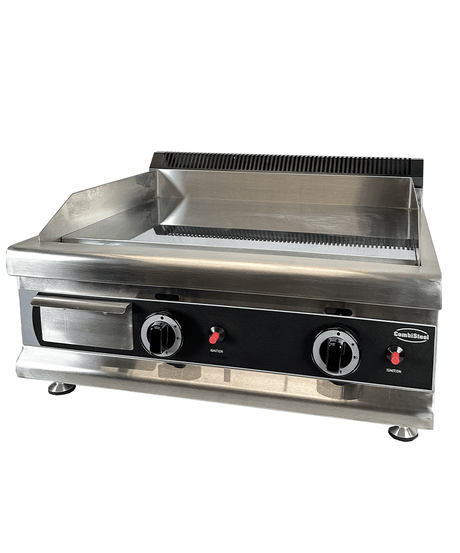 Commercial Catering Equipment - Upgrade Your Cooking Experience with the 800mm Chrome Plated Propane Gas Countertop Griddle - 2 Burners for Perfect Frying