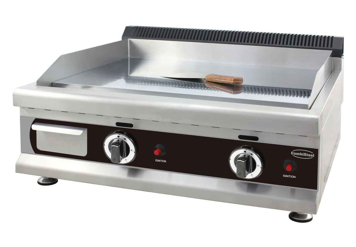 Upgrade Your Cooking Experience with the Combisteel 800mm Chrome Plated Propane Gas Countertop Griddle - 2 Burners for Perfect Frying!