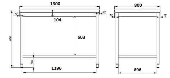 Combisteel 800 Worktable Open Frame 1300