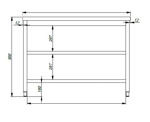 Combisteel 600 Worktable 2 Shelves 2500