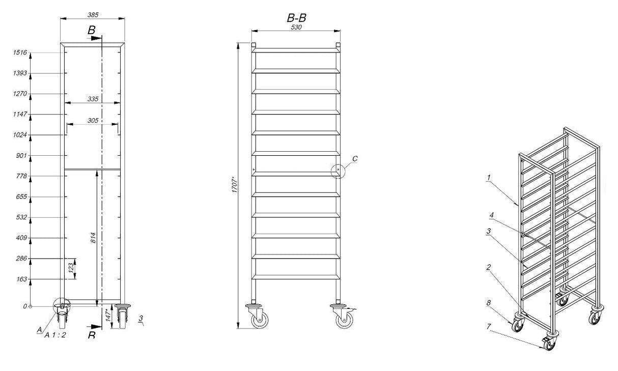 Versatile Combisteel Clearing Trolley - Efficient 1/1 GN Design 7819.0006