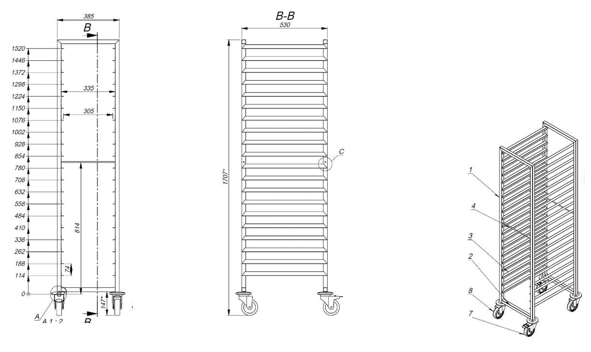 Enhance Efficiency with Combisteel 1/1GN Clearing Trolleys - Model 20X - 7819.0014