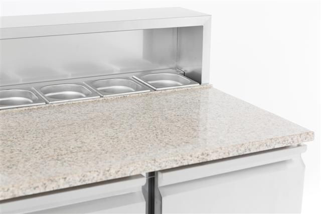 Elevate Your Kitchen with the Combisteel 2-Door Pizza Prep Counter Saladette Fridge – Spacious Storage for 2x 1/1GN & 5x 1/6GN