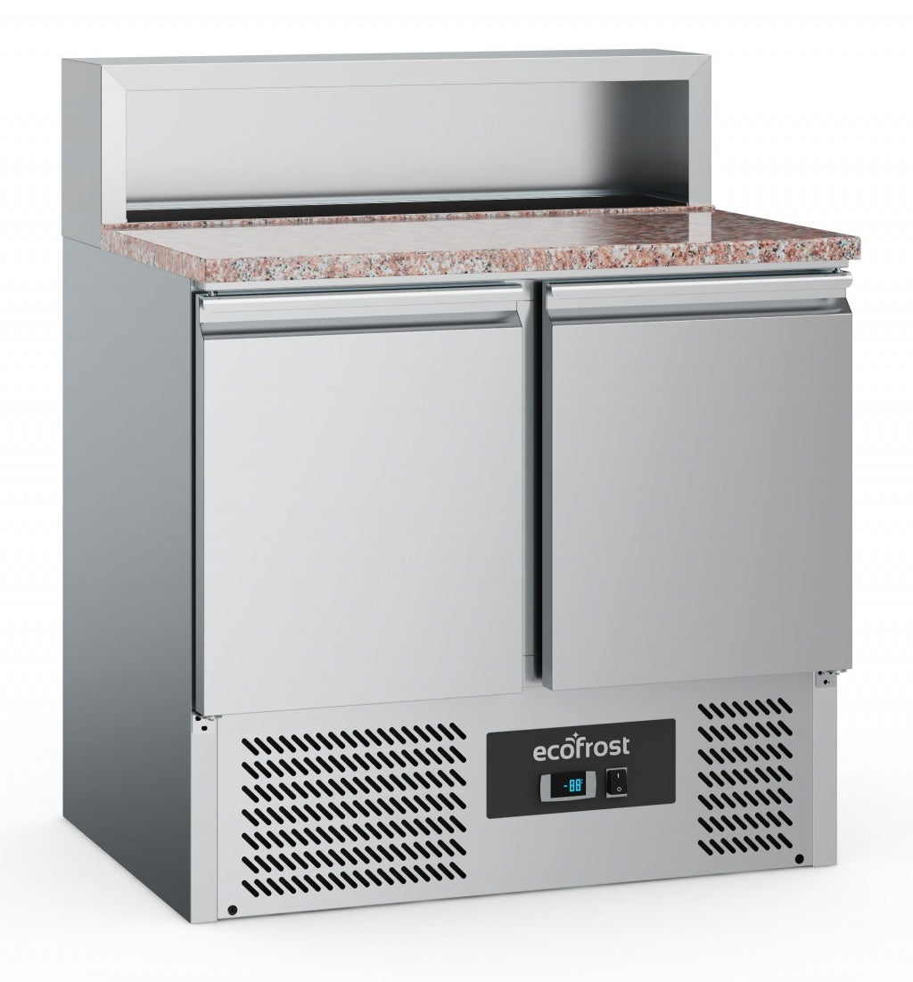 Elevate Your Kitchen with the Combisteel Ecofrost Double-Door Pizza Prep Counter Featuring a Sleek Granite Top and 5 x 1/6 GN Capacity - Model 7950.5090