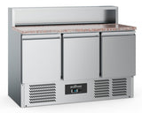 Elevate Your Culinary Experience with the Combisteel 3-Door Pizza Prep Counter Saladette Fridge – 7 x 1/6GN Configuration