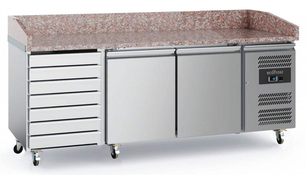 Combisteel 2-Door Pizza Prep Station with Elegant Granite Top & 7 Convenient Dough Drawers - Model 7950.5150