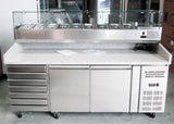 Combisteel 2-Door Pizza Prep Station with Elegant Granite Top & 7 Convenient Dough Drawers - Model 7950.5150