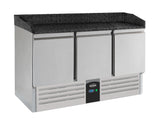 Commercial Catering Equipment - Pizza Counter 3 Doors Black Granite Worktop
