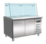 Stylish Combisteel Refrigerated Bakery Display Counter with Glass Canopy - Features 2 Doors and Accommodates 4X 1/1 GN Containers - Model 7950.0420